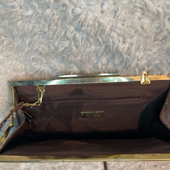 Vintage Tanner made in Italy leather shades of Brown snake skin prints clutch - Picture 8 of 10